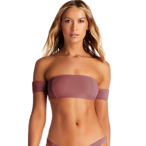 💕VITAMIN A💕 Rose Rib Bikini Set Havana Top + Carmen Bottom Dusty Rose 10 L NWT - Picture 6 of 16